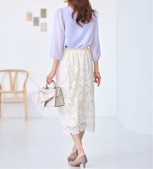 alotta（アロッタ）の「【５つの機能付】ひんやり！アクセ付シフォンタックブラウス（ブラウス）」｜詳細画像