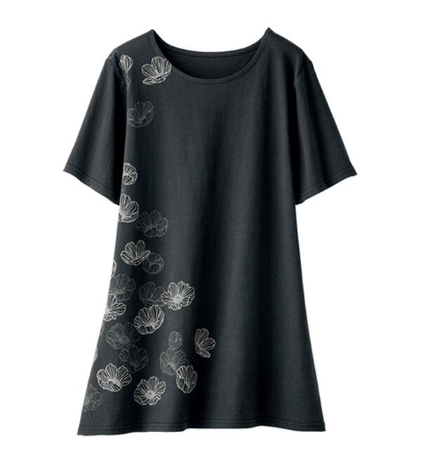 BELLUNA（ベルーナ）の「綿１００％ロング丈プリントＴシャツ（Tシャツ）」｜詳細画像