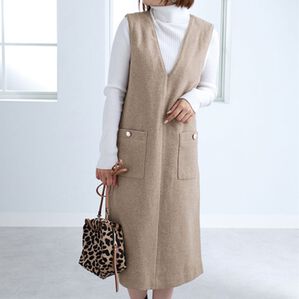 BELLUNA（ベルーナ）の「ライトメルトンジャンパースカート（ジャンパースカート）」｜モカ