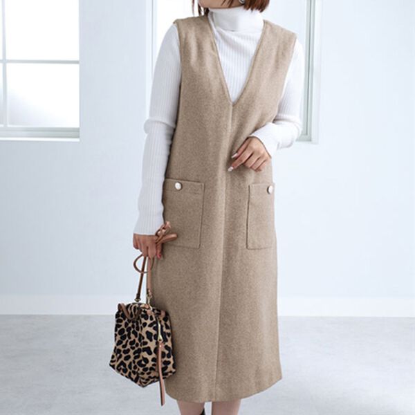 BELLUNA（ベルーナ）の「ライトメルトンジャンパースカート（ジャンパースカート）」｜モカ