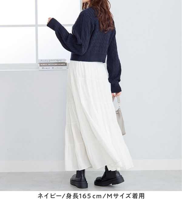 Viola e Viola（ヴィオラ エ ヴィオラ）の「【ビバリーヒルズポロクラブ】ケーブル柄ショートニット（ニット・セーター）」｜詳細画像