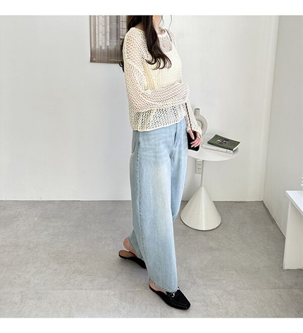 GeeRA（ジーラ）の「透かし編みメッシュニットプルオーバー（ニット・セーター）」｜詳細画像