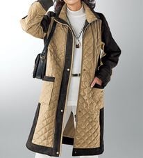 BELLUNA（ベルーナ）の「スエード調切替配色中わたデザインコート（ハーフコート）」