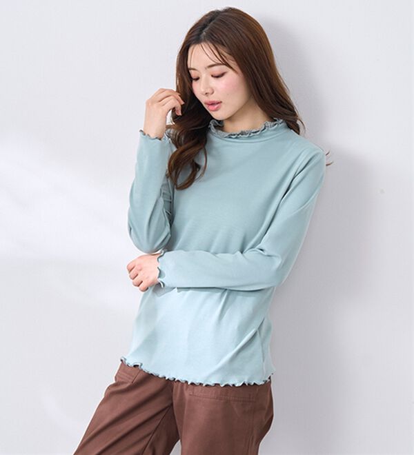 BELLUNA（ベルーナ）の「衿異素材ダブルメロープルオーバー（カットソー）」｜詳細画像