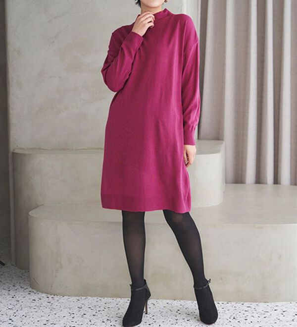 RANAN（ラナン）の「カシミヤタッチニットチュニックワンピース（チュニック）」｜詳細画像