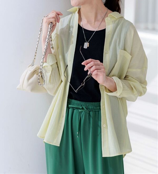 BELLUNA（ベルーナ）の「【接触冷感】透け感バックシャーリングシャツ（シャツ）」｜詳細画像