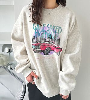 GeeRA（ジーラ）の「ラフィックヴィンテージ風裏起毛スウェット（カットソー）」｜オートミール