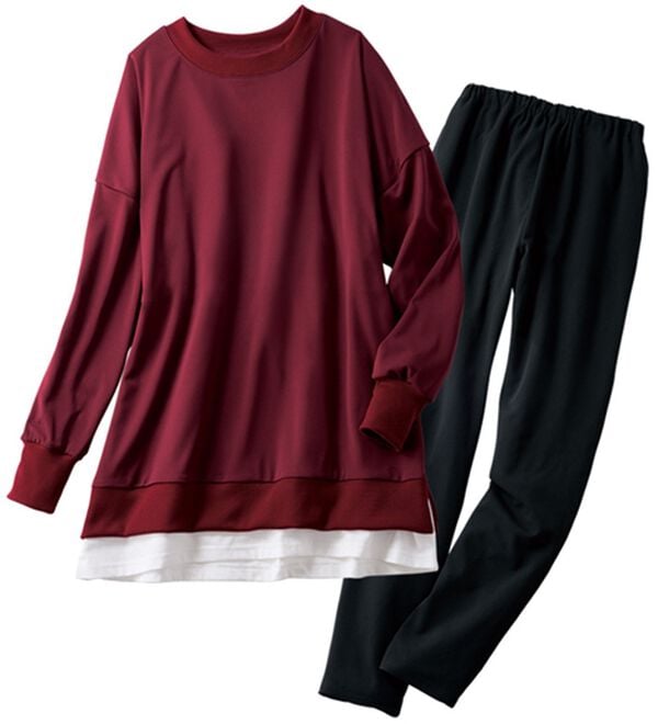 「もしもに安心スウェット（パジャマ・ルームウェア）」｜ボルドー