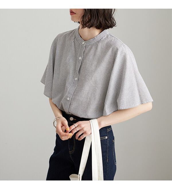 GeeRA（ジーラ）の「フレアー袖バンドカラーブラウス（ブラウス）」｜詳細画像