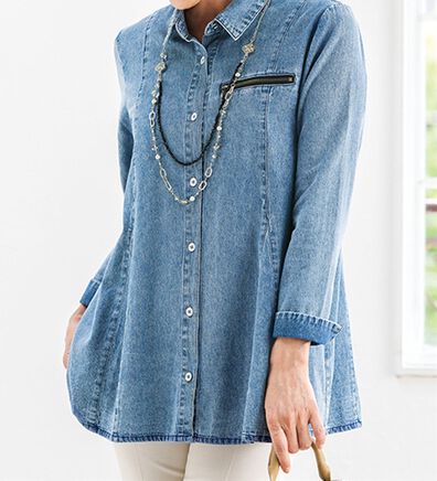 ルフラン（ルフラン）の「ジッパー使いのデニムチュニック（シャツ）」