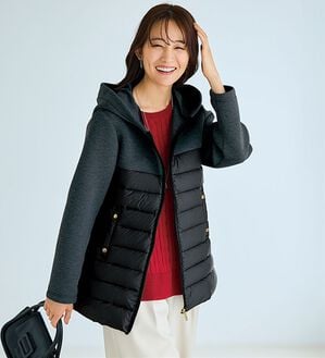 BELLUNA（ベルーナ）の「【ＦｕｗａｉｒＬｉｇｈｔ】異素材切替軽量ダウンジャケット（ダウンコート・ジャケット・ベスト）」｜ブラック