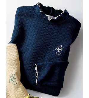 BELLUNA（ベルーナ）の「＜ＥＬＬＥ　Ａｃｔｉｖｅ＞配色使いジャカードプルオーバー（カットソー）」｜ネイビー