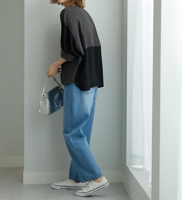 BELLUNA（ベルーナ）の「【新色追加】&ldquo;2点セット&rdquo;ネックレス付！異素材裾タックプルオーバー（カットソー）」｜詳細画像