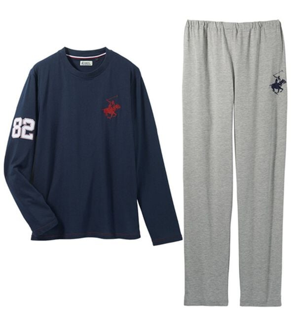 「＜ビバリーヒルズ・ポロクラブ＞男女兼用ブランドデザインルームウェア（メンズルームウェア）」｜ネイビーセット