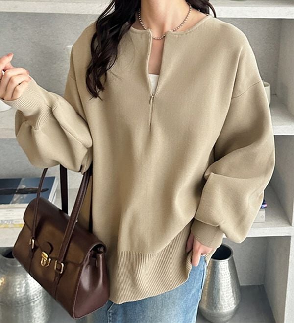 GeeRA（ジーラ）の「ハーフジップニットプルオーバー（ニット・セーター）」｜詳細画像