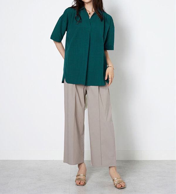 BELLUNA（ベルーナ）の「麻調素材スキッパーブラウス（ブラウス）」｜詳細画像