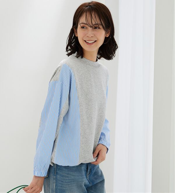 BELLUNA（ベルーナ）の「ストライプ切替デザインプルオーバー（カットソー）」｜詳細画像