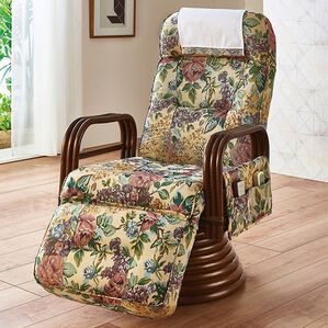 「ヘッドリクライニング付籐回転座椅子２（椅子・チェア・スツール）」｜花柄