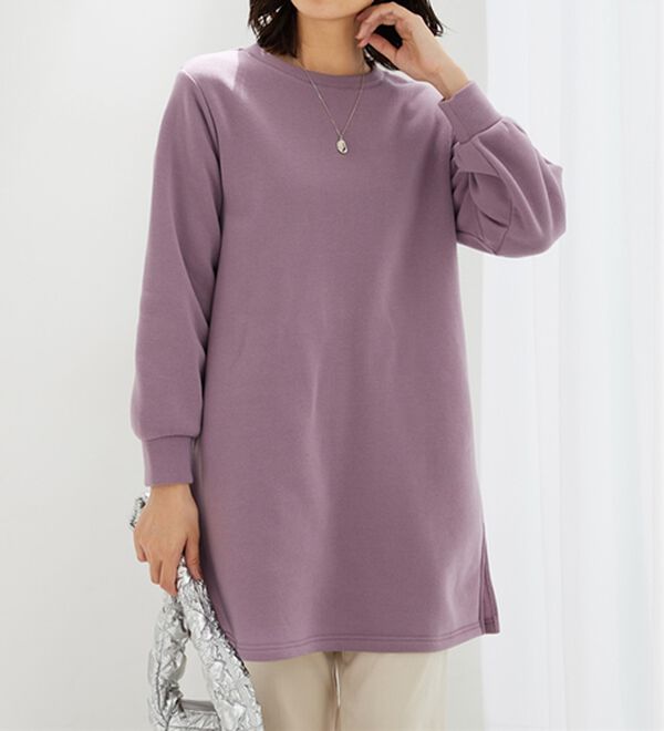 BELLUNA（ベルーナ）の「ふんわり素材軽ぽかチュニックワンピ―ス（チュニックワンピース）」｜パープル