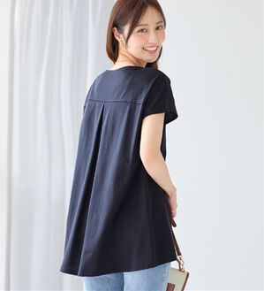 alotta（アロッタ）の「【接触冷感】細見え叶う！ＡラインフレアチュニックＴシャツ（チュニック）」｜ネイビー