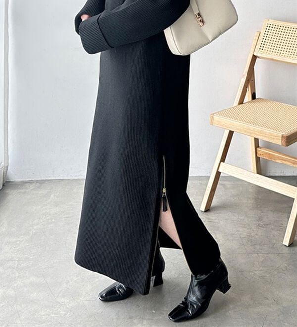 GeeRA（ジーラ）の「裾ファスナースリットニットワンピース（ニットワンピース）」｜詳細画像