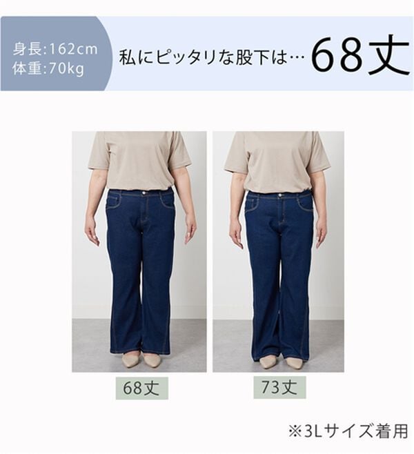 BELLUNA（ベルーナ）の「細見せ！セミフレアーデニムパンツ（フルレングスパンツ）」｜詳細画像