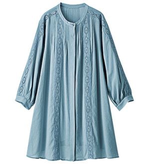 BELLUNA（ベルーナ）の「シアー素材マーガレットレース使いチュニック（チュニック）」｜サックスブルー