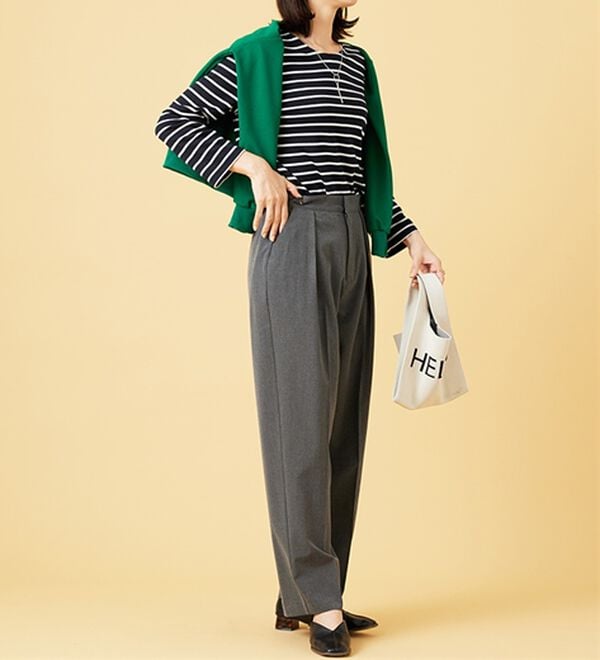 BELLUNA（ベルーナ）の「柔らかポンチ素材ボーダープルオーバー（カットソー）」｜詳細画像