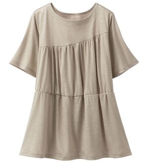 ルフラン（ルフラン）の「日本製　麻１００％艶やかチュニック（チュニック）」｜グレージュ