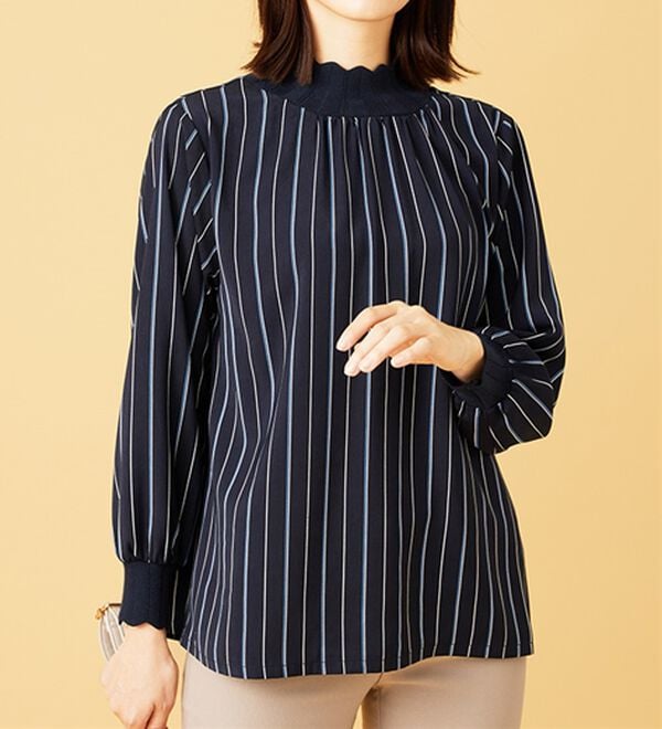 BELLUNA（ベルーナ）の「衿＆袖ニット使い美人顔ブラウス（ブラウス）」｜詳細画像