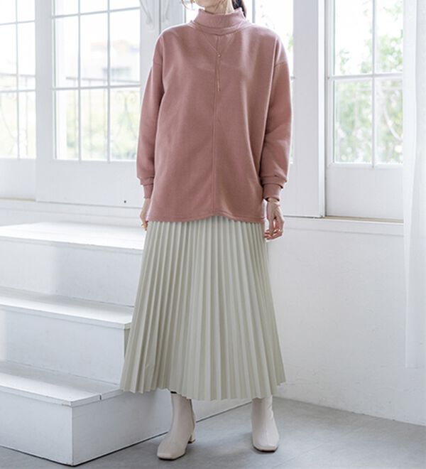 BELLUNA（ベルーナ）の「リブ使いがかわいい裏起毛トレーナー（チュニック）」｜詳細画像