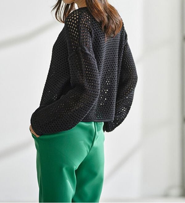 RANAN（ラナン）の「綿１００％メッシュ編ニットプルオーバー（ニット・セーター）」｜詳細画像