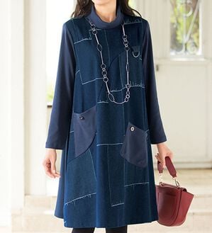 ルフラン（ルフラン）の「パッチワーク風ジャカードデニムワンピ＜ジーレ＞（チュニックワンピース）」｜詳細画像