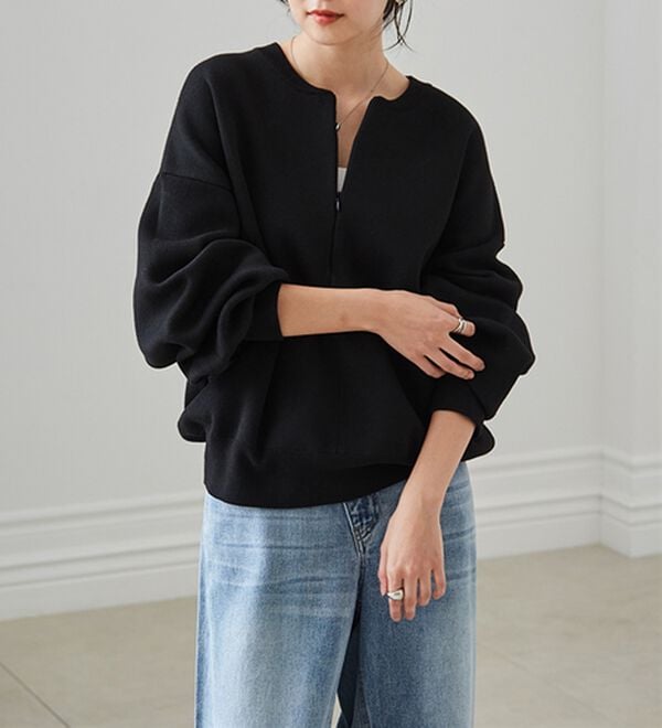 RANAN（ラナン）の「ハーフジップスウェットライクニット（ニット・セーター）」｜詳細画像