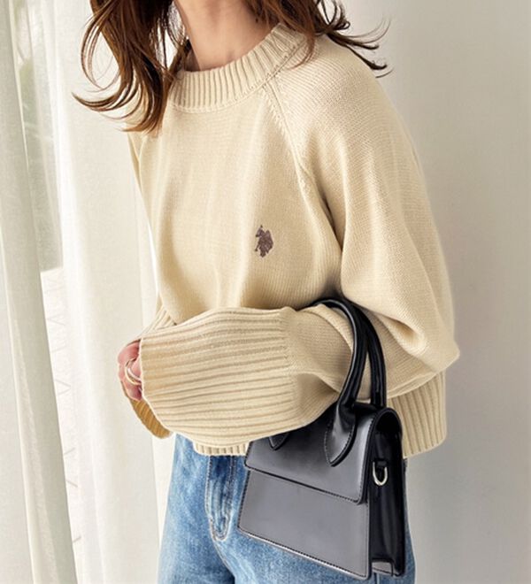 GeeRA（ジーラ）の「【ＵＳ．ＰＯＬＯ　ＡＳＳＮ】ショート丈ニット（ニット・セーター）」｜詳細画像