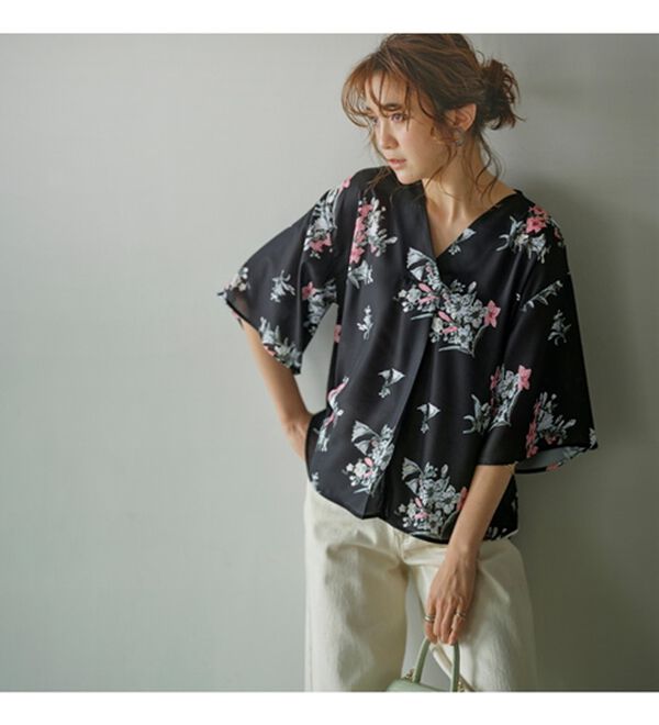 GeeRA（ジーラ）の「花柄フレアースリーブブラウス（ブラウス）」｜詳細画像