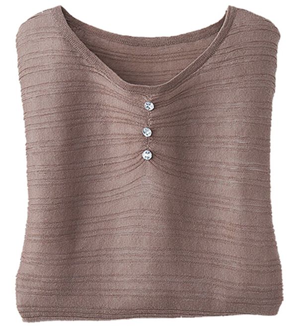 BELLUNA（ベルーナ）の「編地変化シアーボーダーニット（ニット・セーター）」｜モカ