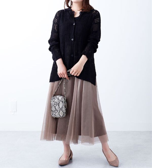 BELLUNA（ベルーナ）の「チュール素材フレアスカート（ロングスカート）」｜詳細画像