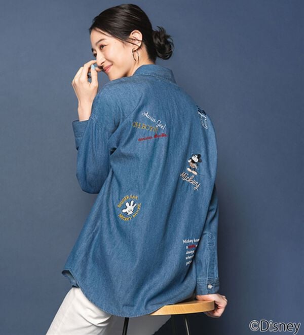 BELLUNA（ベルーナ）の「＜Ｄｉｓｎｅｙ＞【ミッキー】飛ばし刺しゅうデニムシャツジャケット（シャツ）」｜ブルー