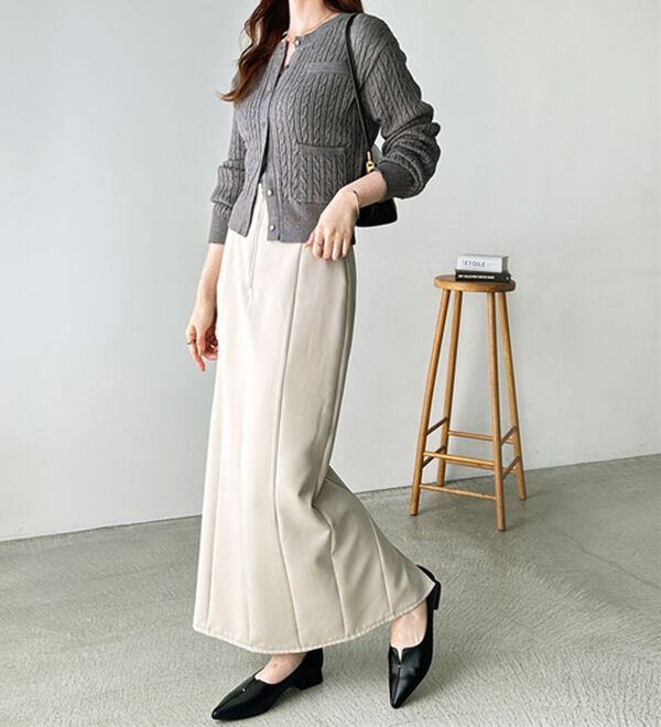 GeeRA（ジーラ）の「ＯＮ／ＯＦＦ使える！フロントファスナースカート（ロングスカート）」｜詳細画像