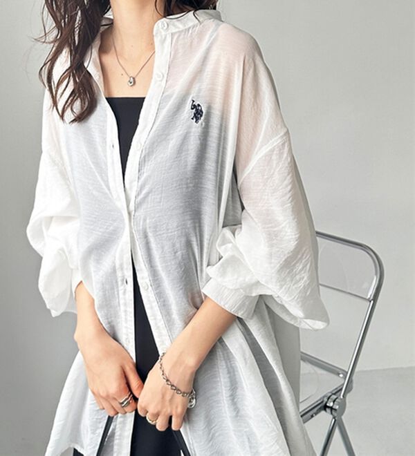 GeeRA（ジーラ）の「【Ｕ．Ｓ．　ＰＯＬＯ　ＡＳＳＮ．】バンドカラーシアーシャツ（シャツ）」｜詳細画像