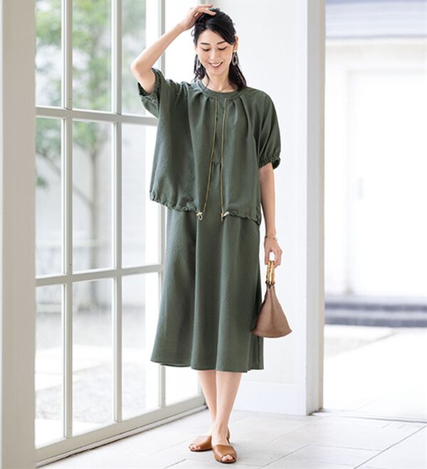 ルフラン（ルフラン）の「お買得＊活躍ブルゾン＆ワンピ（ブラウススーツ）」｜カーキ