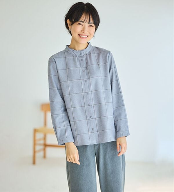 BELLUNA（ベルーナ）の「《ＨｕｇＲｅａｍコットン》フリル衿ブラウス（ブラウス）」｜詳細画像