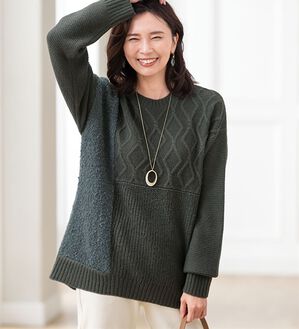 ルフラン（ルフラン）の「異素材切替ニットチュニック＜メイル＞（ニット・セーター）」｜詳細画像