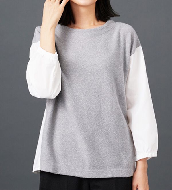 BELLUNA（ベルーナ）の「ラメ入り起毛素材シャツ切替プルオーバー（カットソー）」｜詳細画像