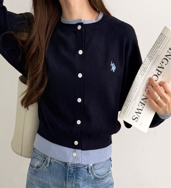 GeeRA（ジーラ）の「【U.S. POLO ASSN.】レイヤード風バイカラーカーデ（ニットカーディガン）」｜詳細画像
