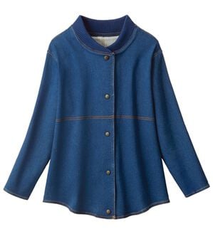 ルフラン（ルフラン）の「のび～るニットデニム楽ちんジャケット（その他ジャケット）」｜ブルー