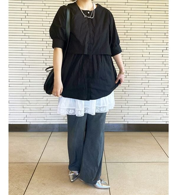 GeeRA（ジーラ）の「【華奢見え】羽織にもなる！ペプラムシャツチュニック（チュニック）」｜詳細画像