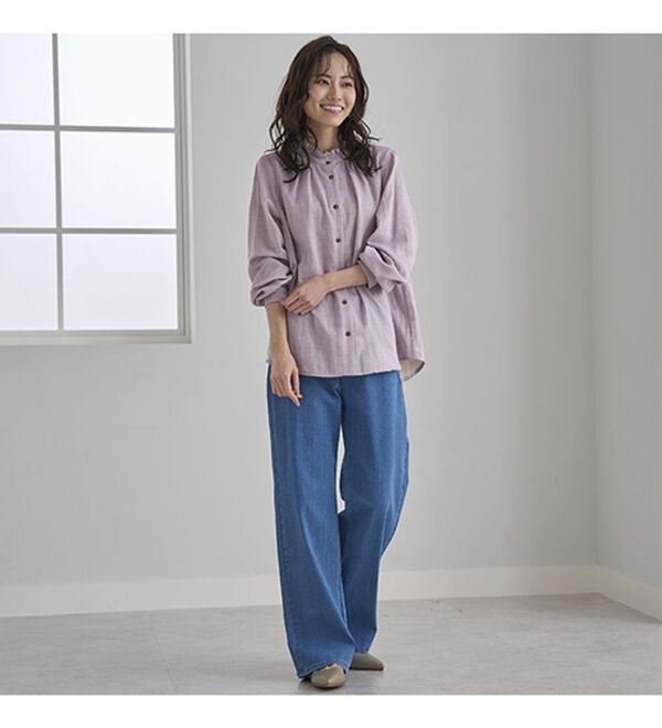 BELLUNA（ベルーナ）の「ぐんぐん伸びるカラーワイドデニム（ワイドパンツ・ガウチョ）」｜詳細画像