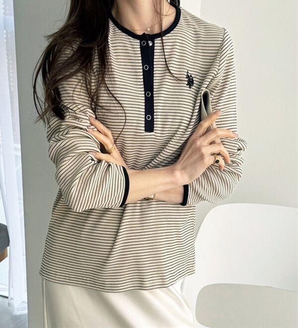 GeeRA（ジーラ）の「【U.S.POLOASSN】ワッフルヘンリーネックカットソー（カットソー）」｜詳細画像